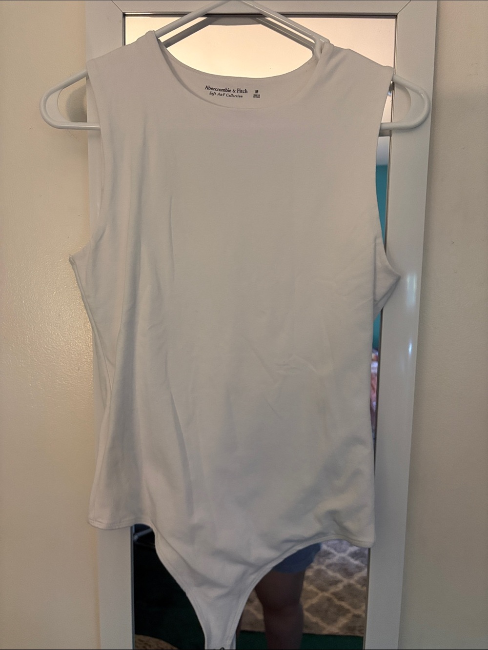 Abercrombie & Fitch White Sleeveless Scoop-Neck Bodysuit